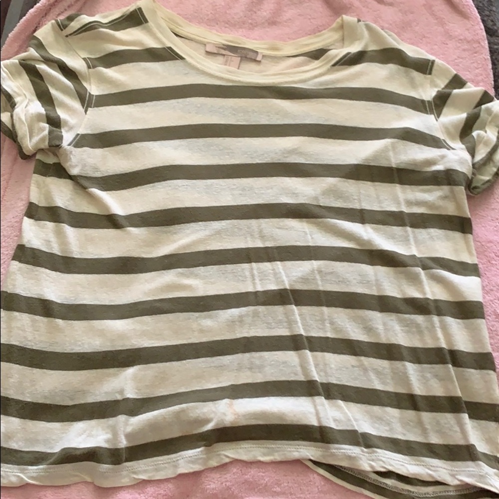 Off white and army green striped shirt